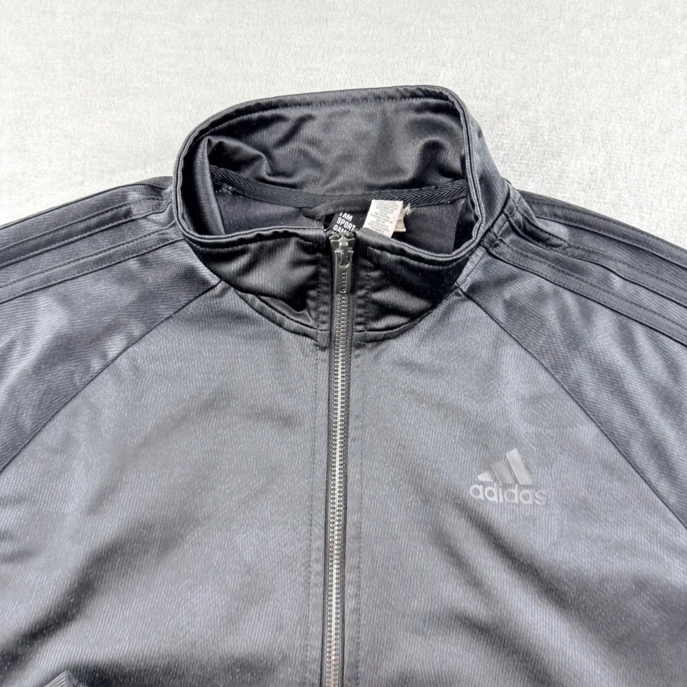 Adidas Men's Small Full Zip Track Jacket Black Camo Three Stripe Athletic